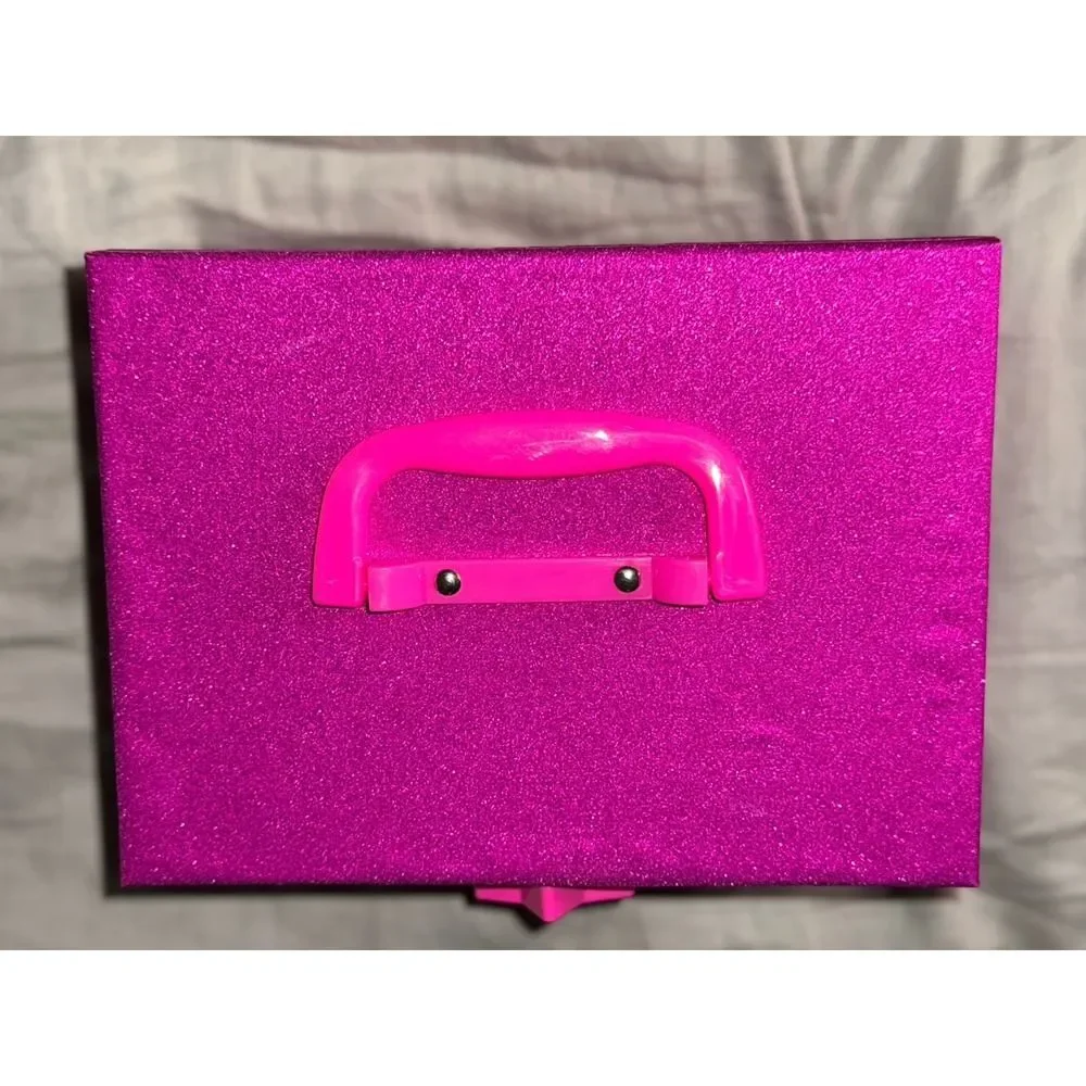 Sparkle Glitter Makeup Vanity Case Jewelry Box with Mirror and Accessories NWT